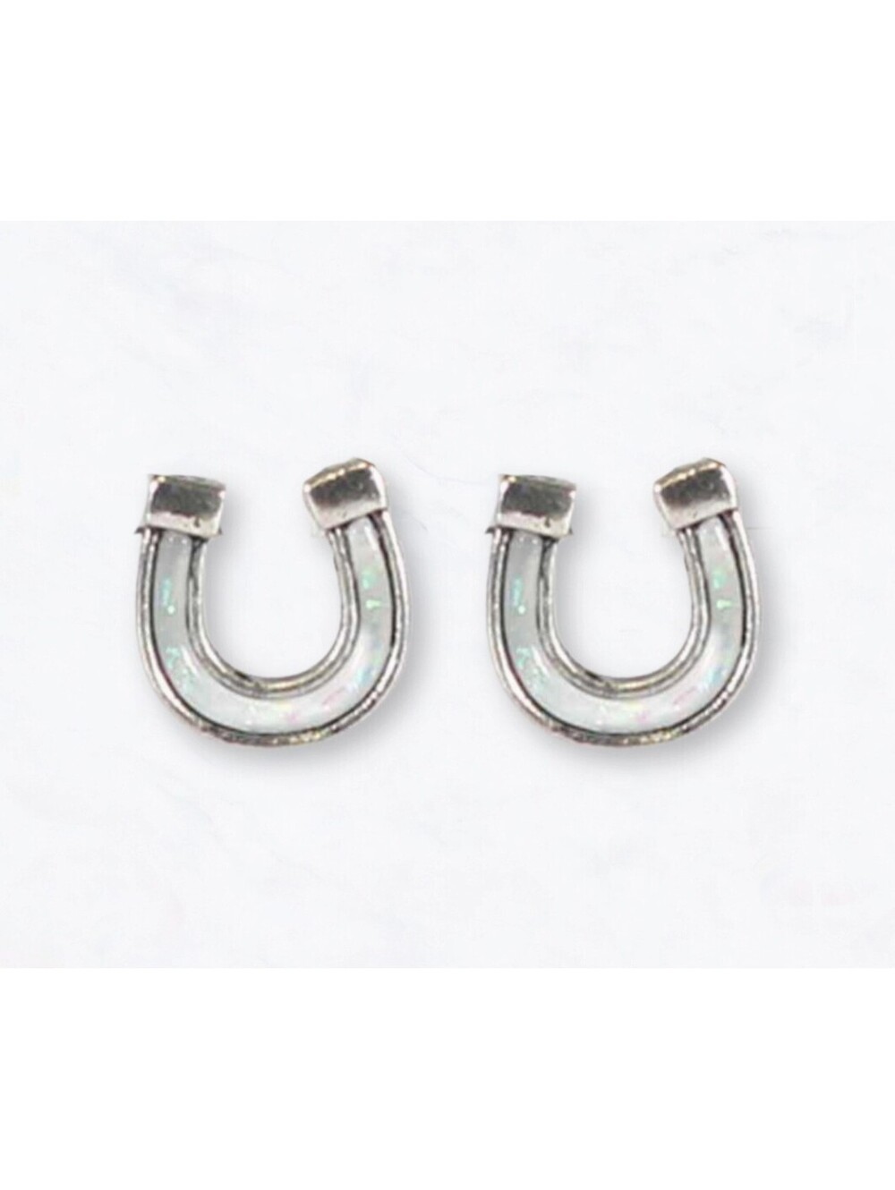 Horseshoe Stud Earrings with Opal Accent Earrings Rodeo, Western, Boutique
